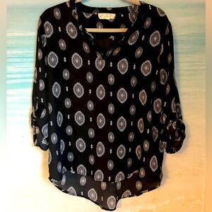 Medium Pink Republic Black/White Paisley Blouse